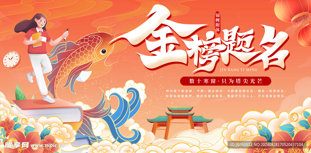 国潮锦鲤金榜题名海报