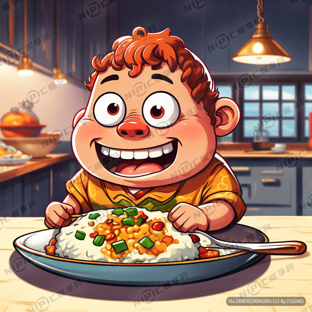 胖孩炒饭 卡通 好看