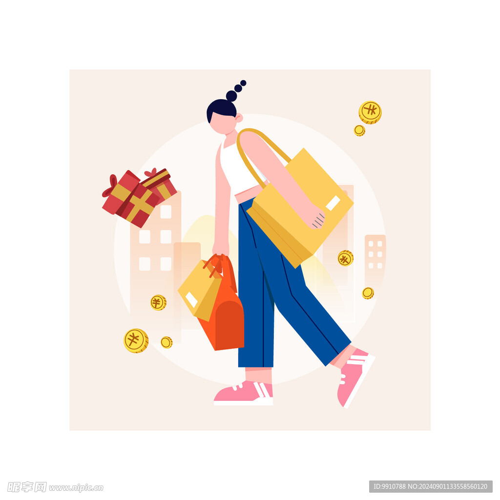 卡通购物女孩