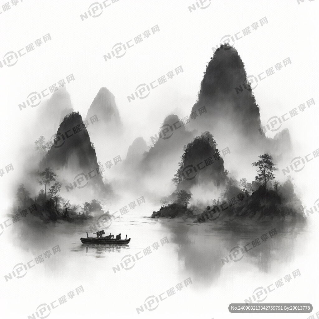 廉洁文化 3D渲染 水墨