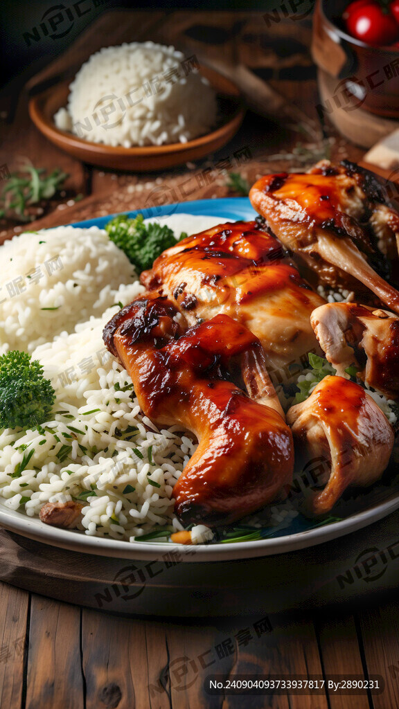 烤鸡 米饭 西蓝花套餐