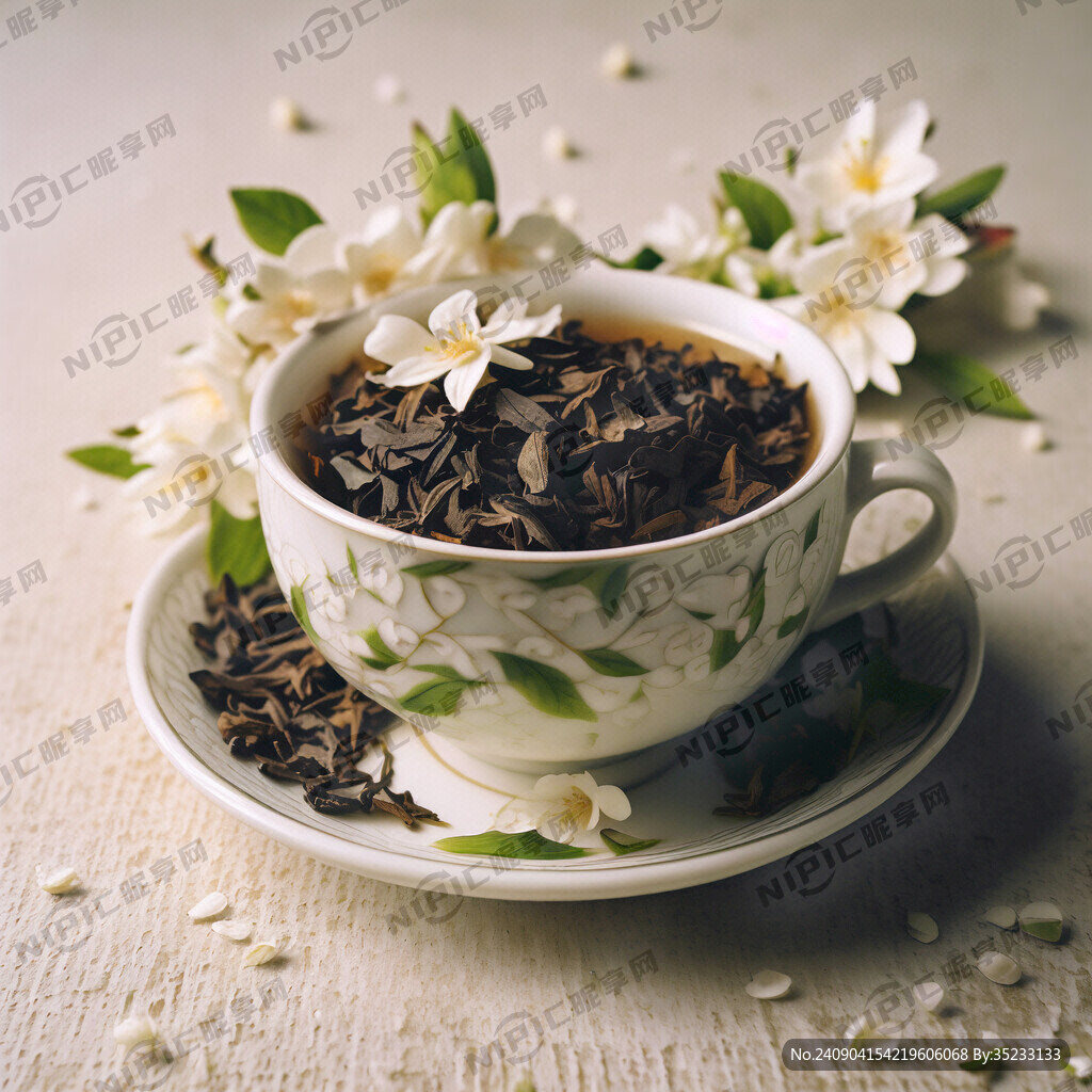 生成一幅茉莉花茶的图片