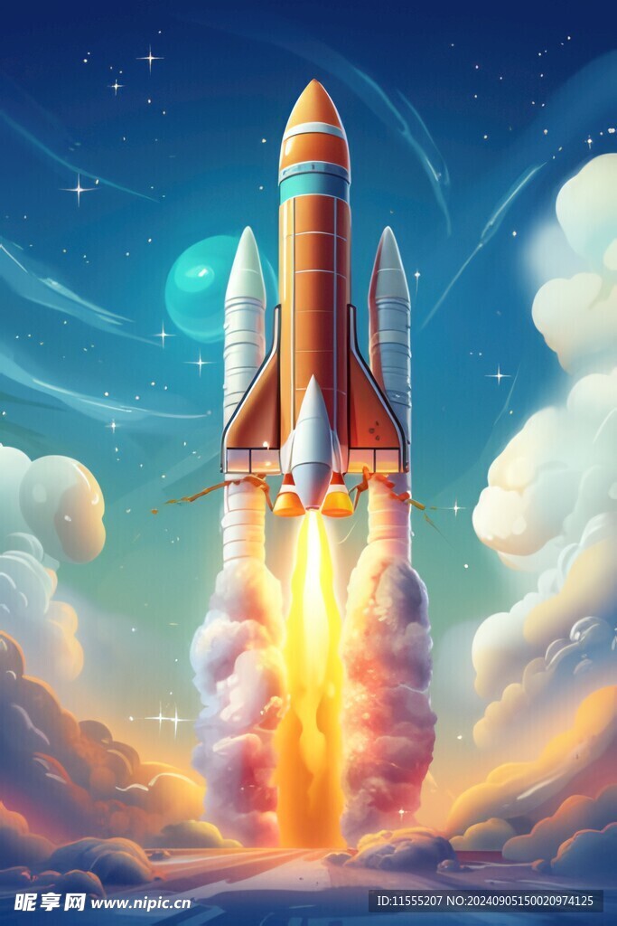 C4D航空火箭发射3d效果图