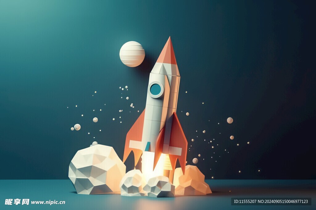 C4D航空火箭发射3d效果图