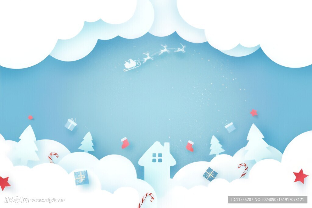 卡通蓝色天空儿童画背景图