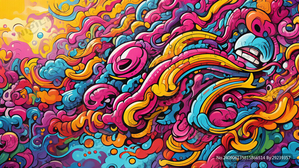 丙烯酸插画卡通抽象彩色涂鸦