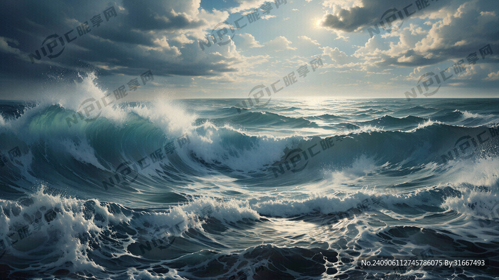 大海 海浪 天空 波澜 远景