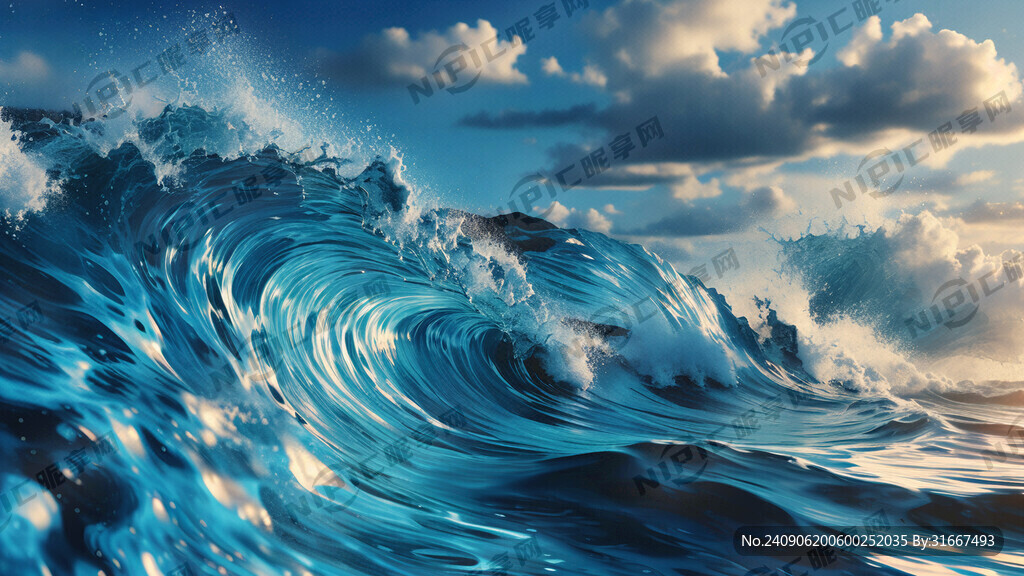 蓝色的抽象波浪像海洋 远景