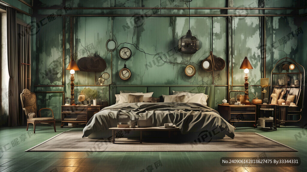 复古港式风格卧室背景 温馨卧室