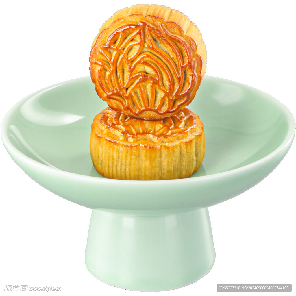 中秋节碟装传统美食实景月饼元素