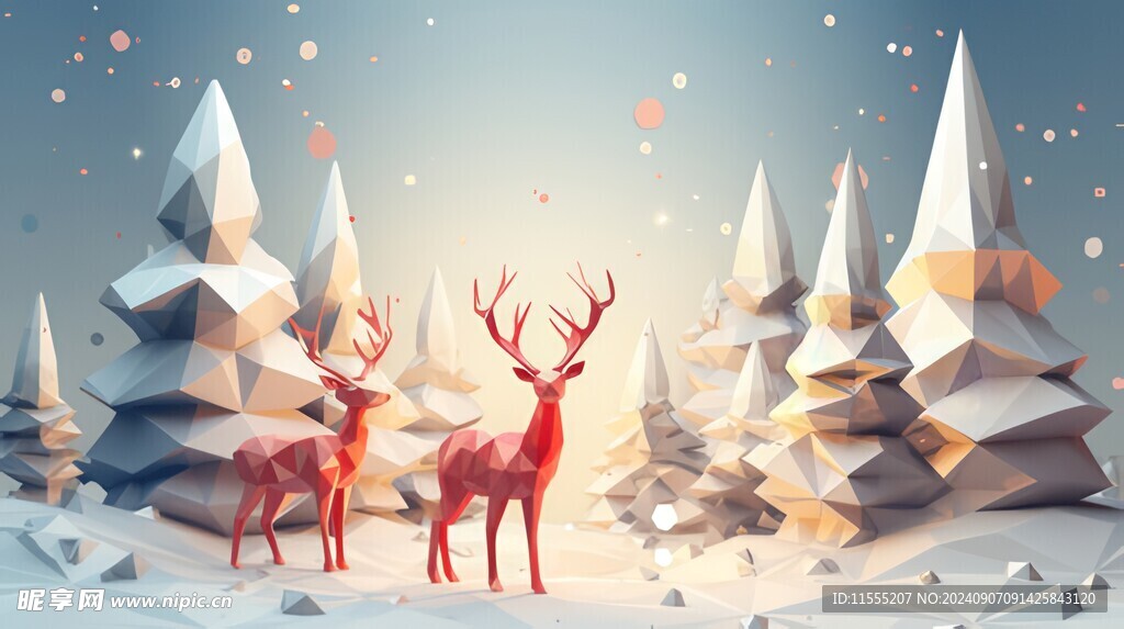 西欧童话故事森林驼鹿圣诞节折纸