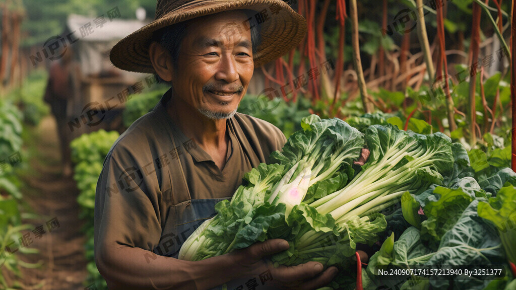 农民抱着蔬菜
