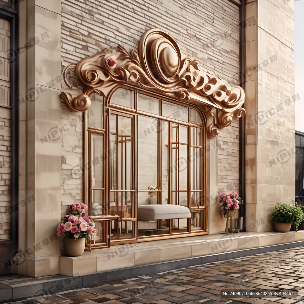 门头招牌 底色米黄色 高端大气