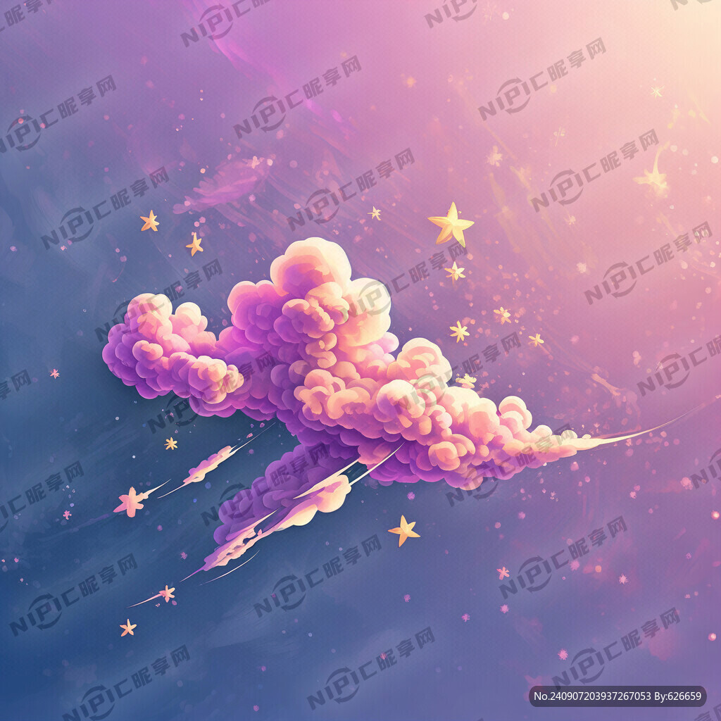 粉紫色小朵彩云 小星星 浅色