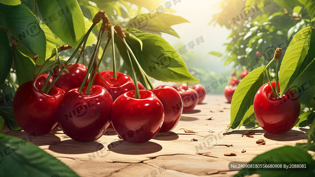 清新自然的场景 鲜红的樱桃