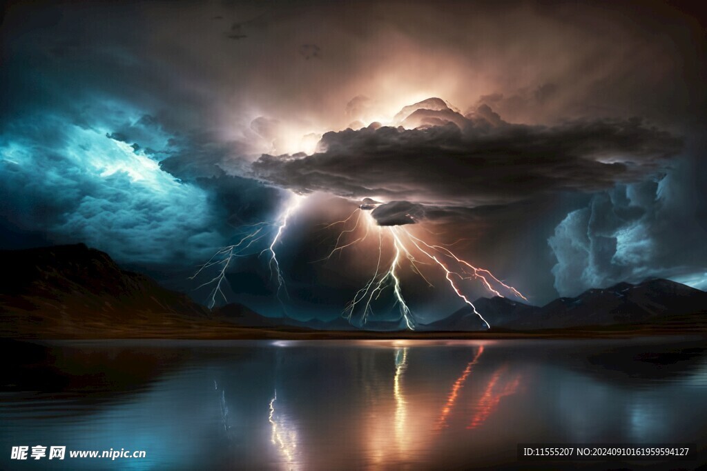 闪电雷电灾难现场素材图片