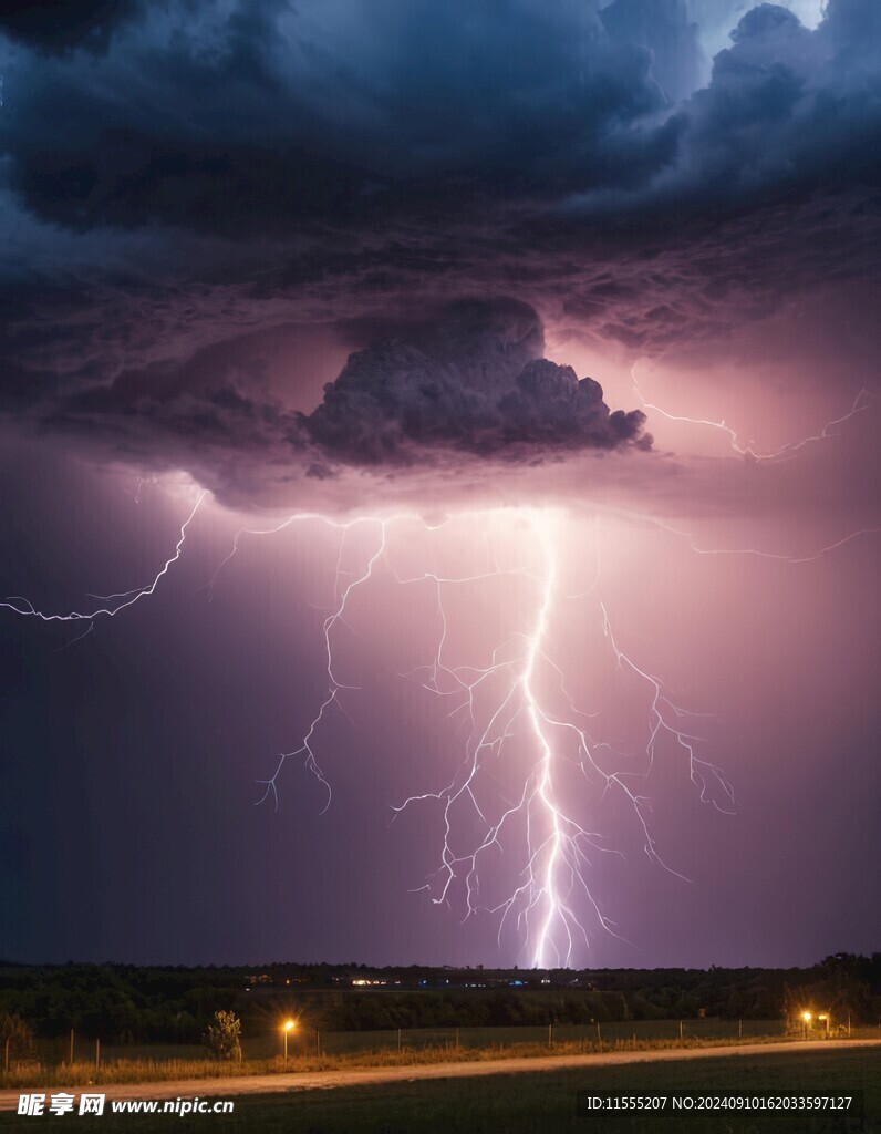 闪电雷电灾难现场素材图片