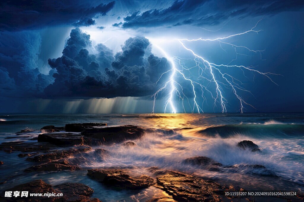 闪电雷电灾难现场素材图片