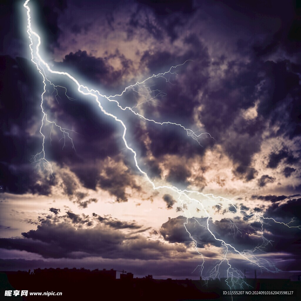 闪电雷电灾难现场素材图片