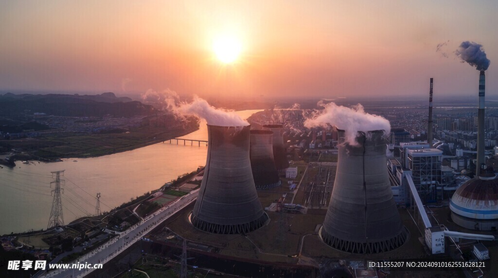 火力发电站燃煤发电厂冷却塔图片