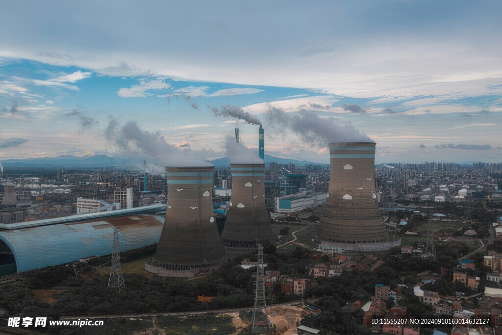 火力发电站燃煤发电厂冷却塔图片