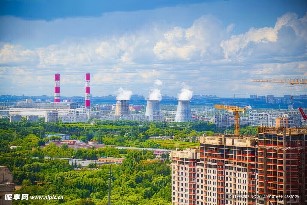 火力发电站燃煤发电厂冷却塔图片