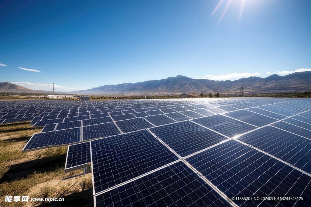 太阳能发电站硅板发电清洁能源