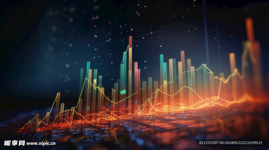 财务数据图表统计全息影像