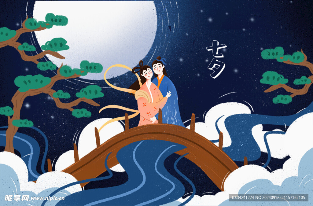 七夕情人节海报展板