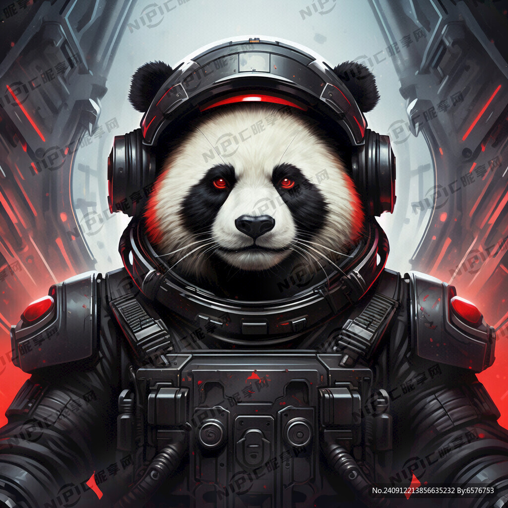 插画 硬核机械 的熊猫 