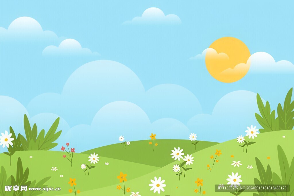 春光明媚户外风景鲜花草地