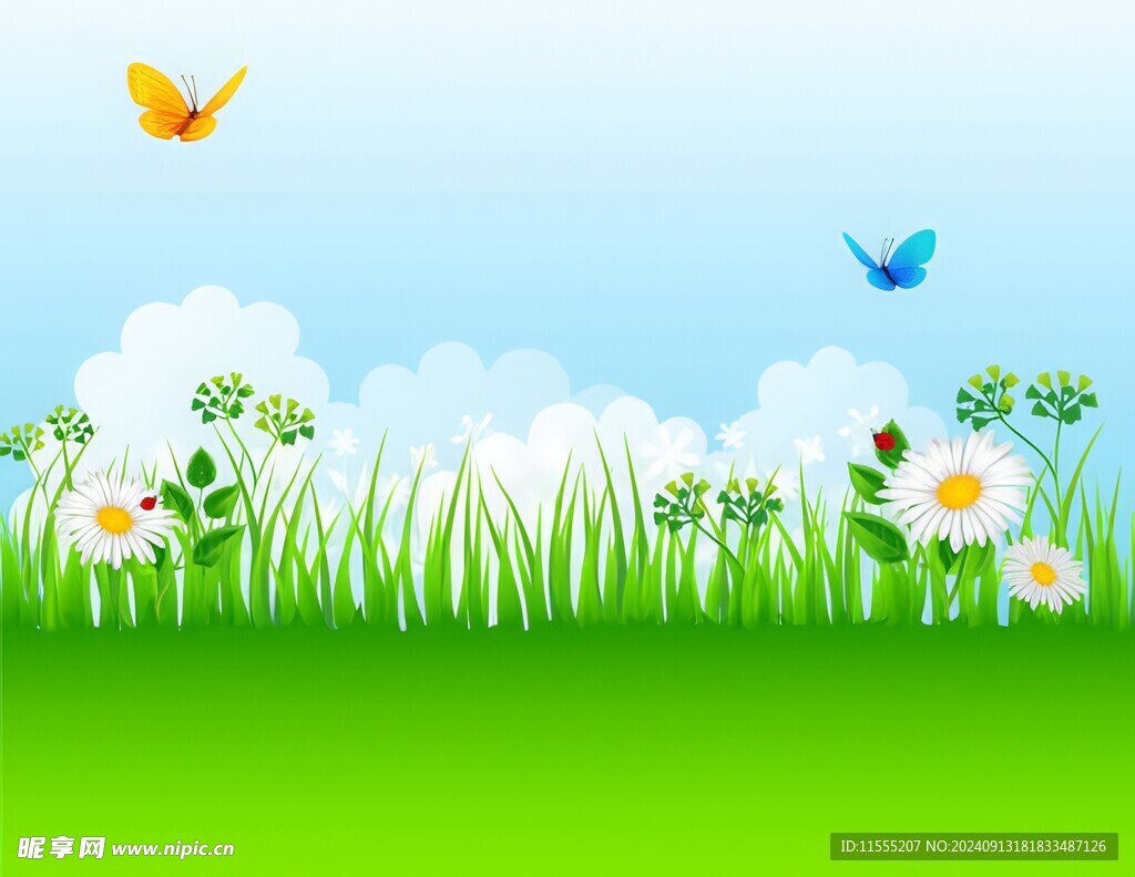 春光明媚户外风景鲜花草地