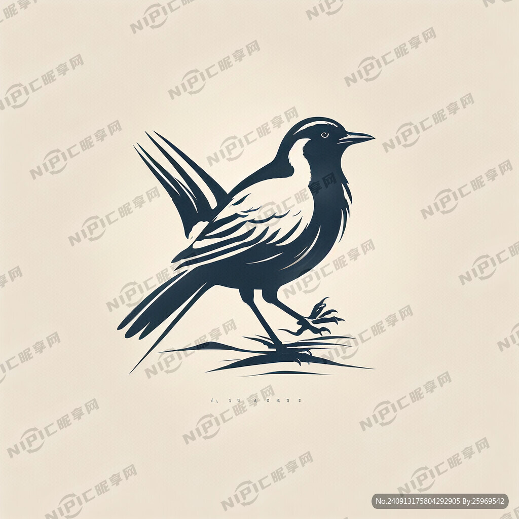 秦人鹊商标 简单线条 字母组成