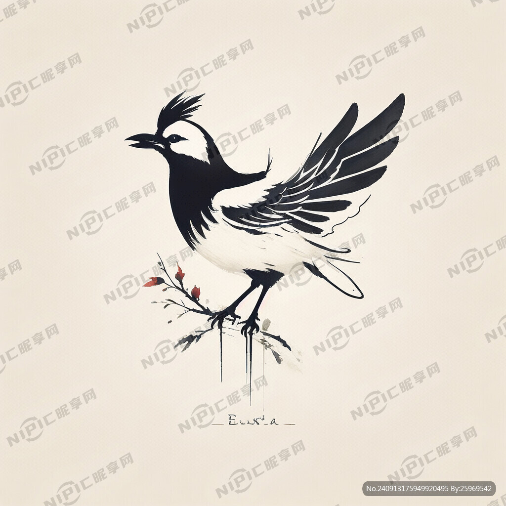 秦人鹊标志设计 简单线条