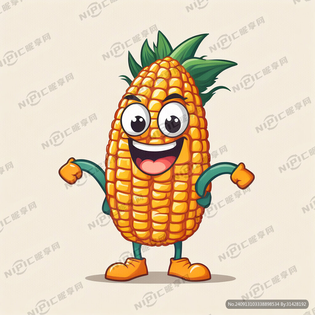 玉米卡通 扁平化 突出头部