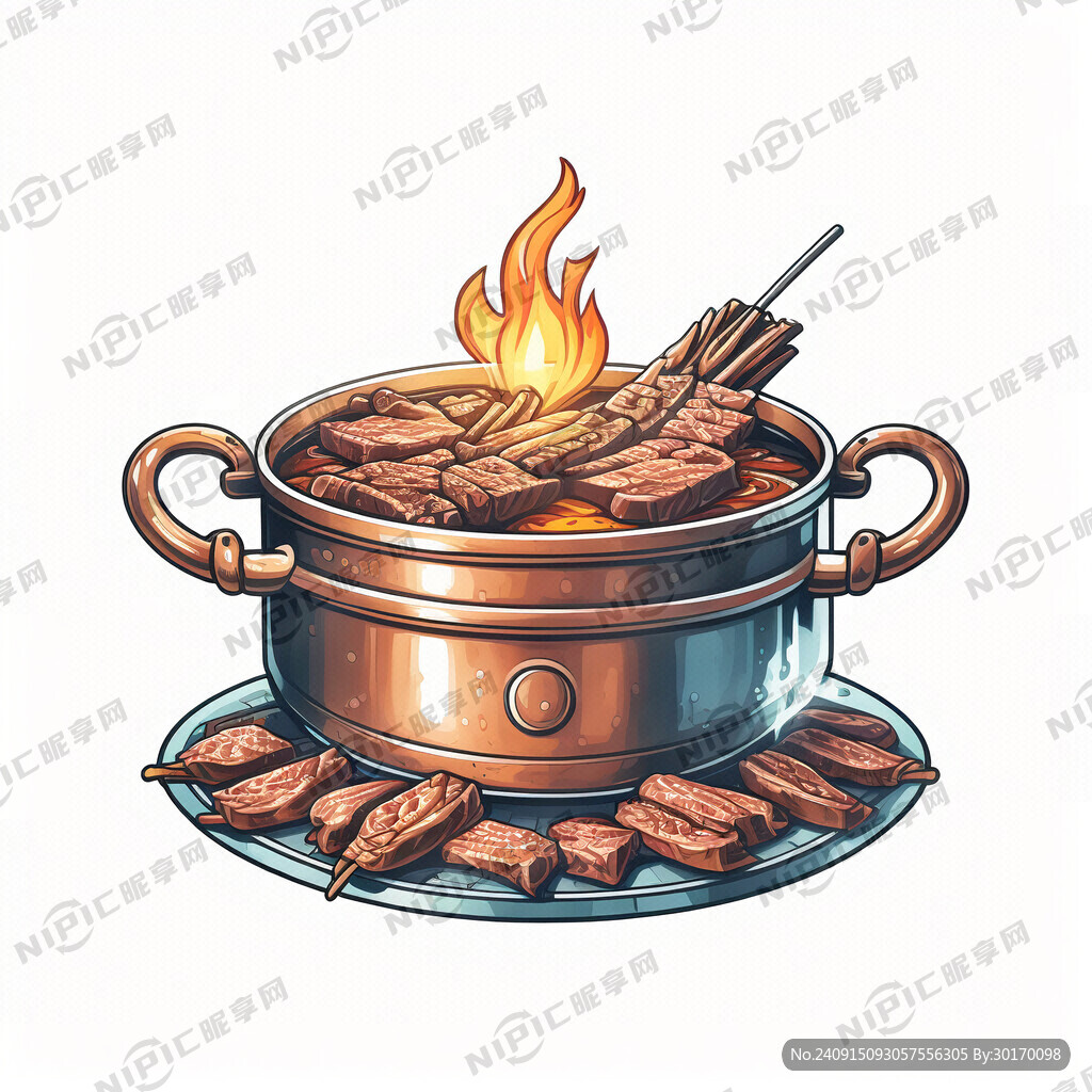 老式铜火锅 一把烧烤肉串