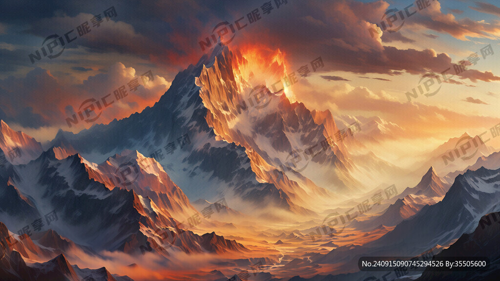 山峰 绝美 雄壮 暖色 无人物