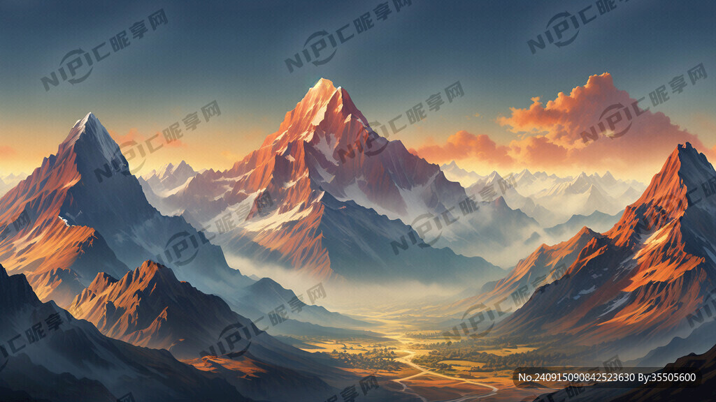 山峰 绝美 雄壮 暖色 晴空