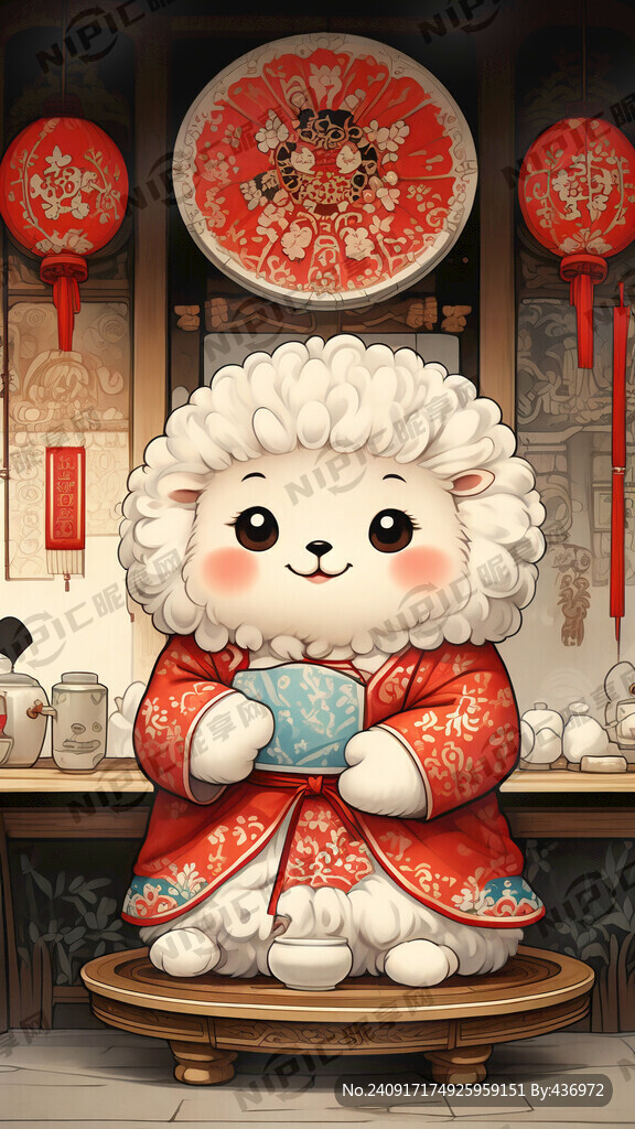 团团圆圆 吉祥物 羊汤馆背景