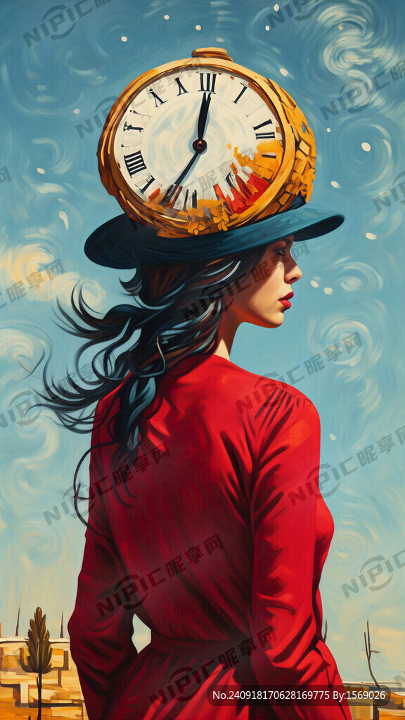 女性戴赫本风时间帽的背影