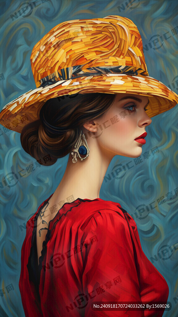 女性戴赫本风时尚帽的背影