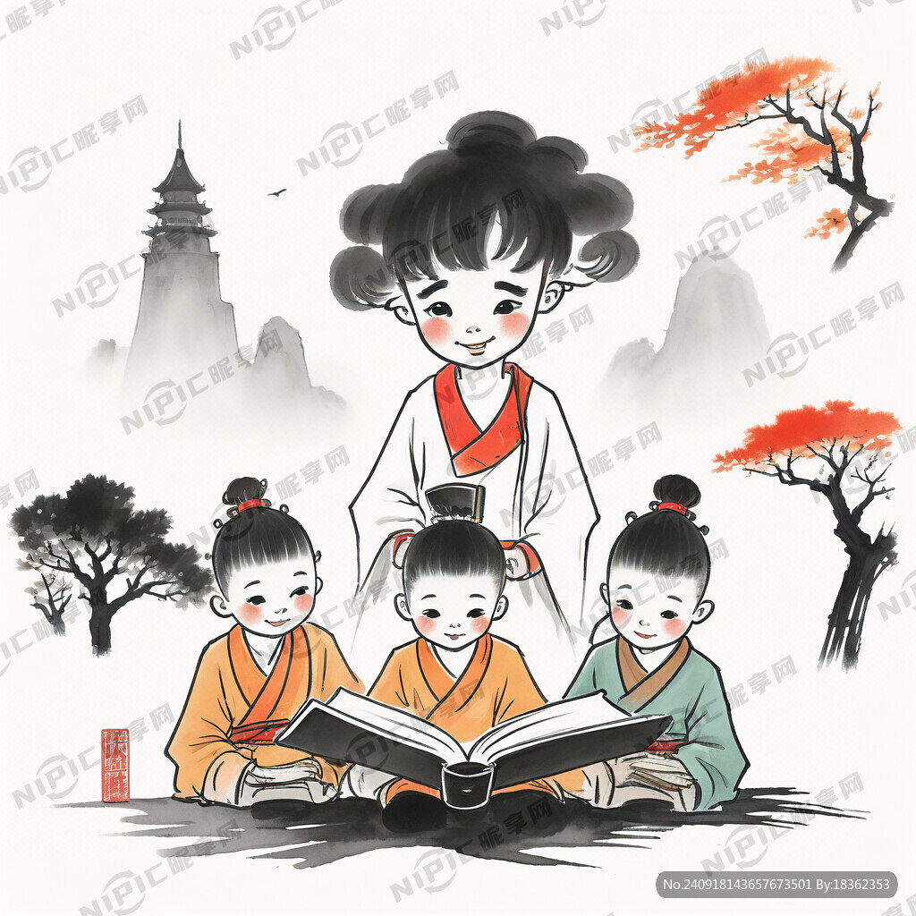 以5岁幼童的想法和笔法画一幅以