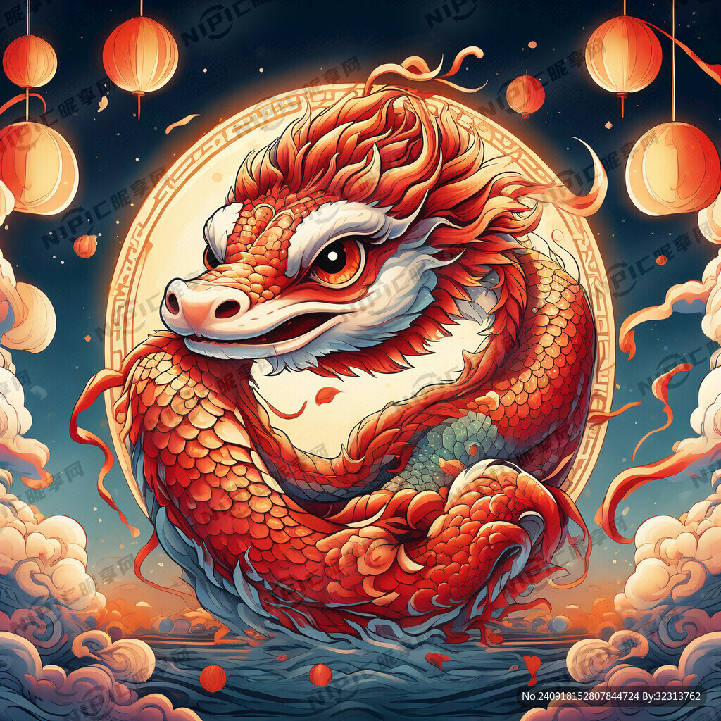 生肖蛇年 插画风格 喜庆