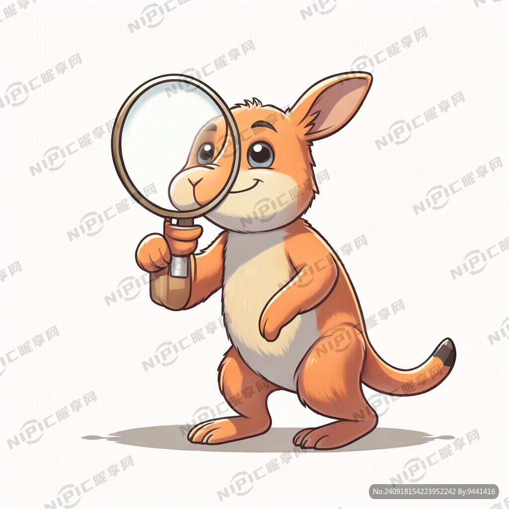 举手拿大大的放大镜的橙色卡通袋