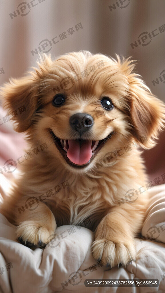 纯色背景 开心 微笑的小狗