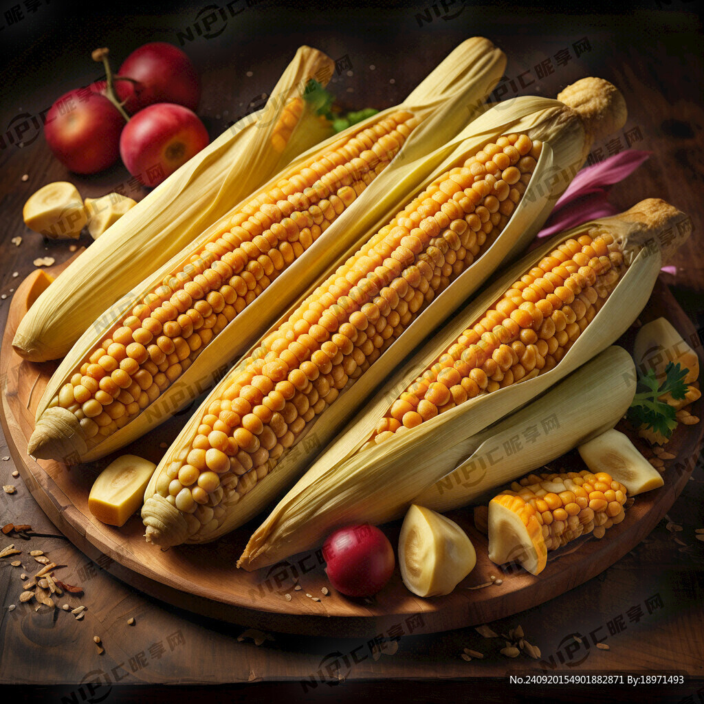 玉米和果盘
