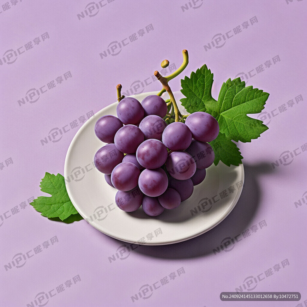葡萄 紫色 盘子 叶子 可爱