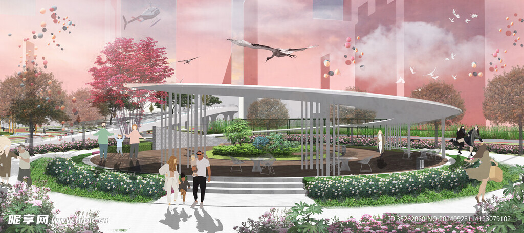 公园广场景观效果图psd