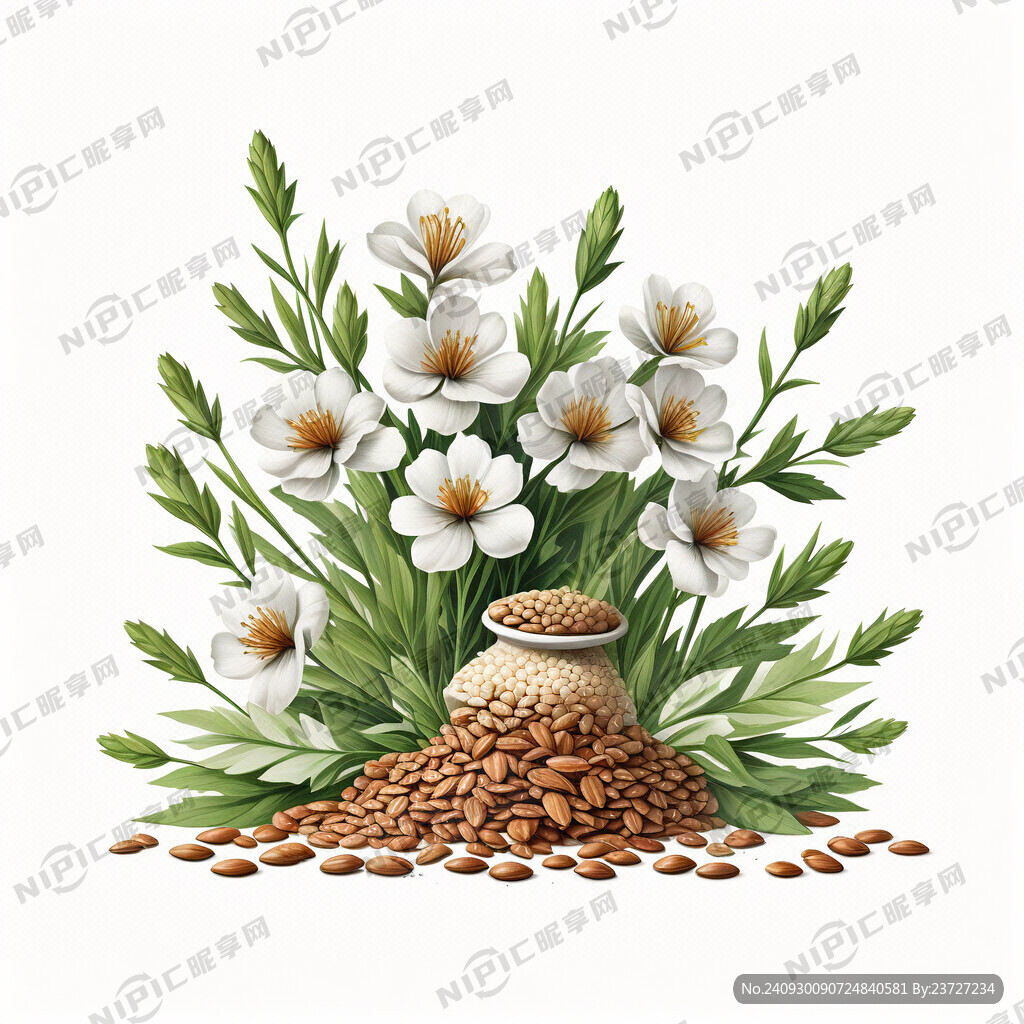盛开的亚麻花 插画风格