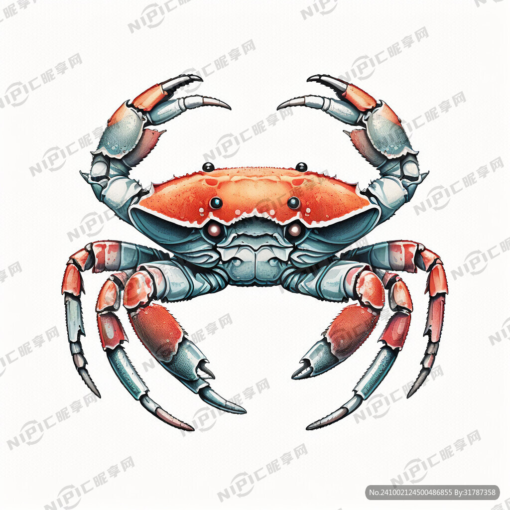 螃蟹 白色背景 色彩
